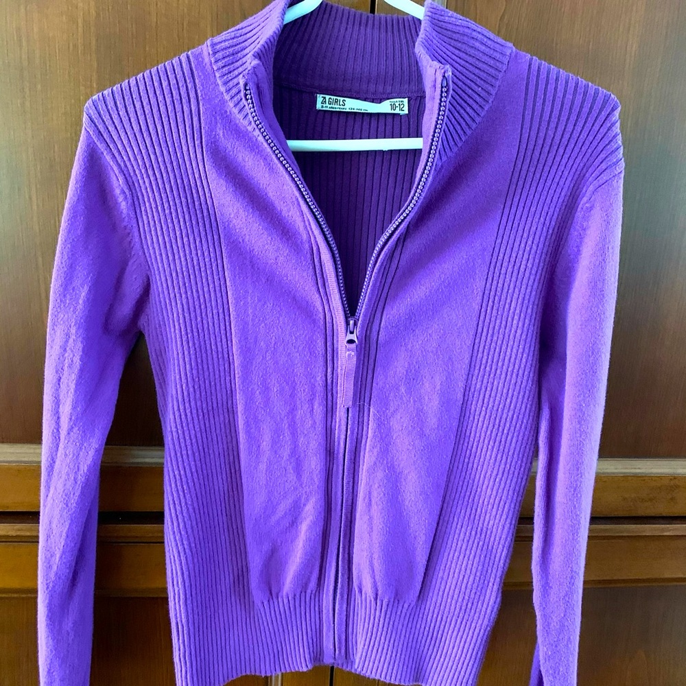 Zara Girls Lovely purple cardigan zipped front closure Age 9-12 134-146 cm tall